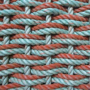 Aqua & Orange Double Weave Reclaimed Rope - 30 Fathom Doormats