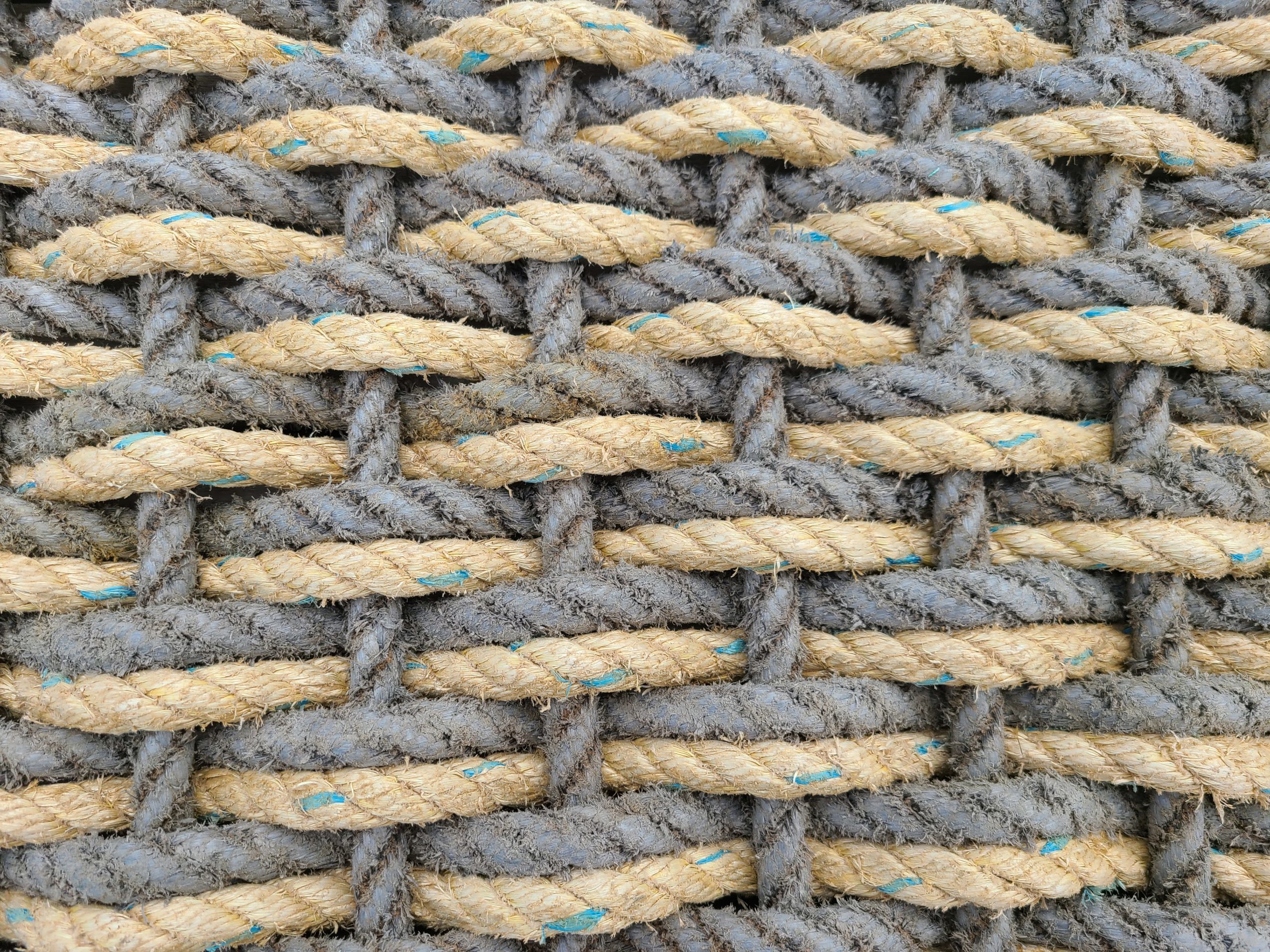 Gray & Yellow Double Weave Reclaimed Rope - 30 Fathom Doormats